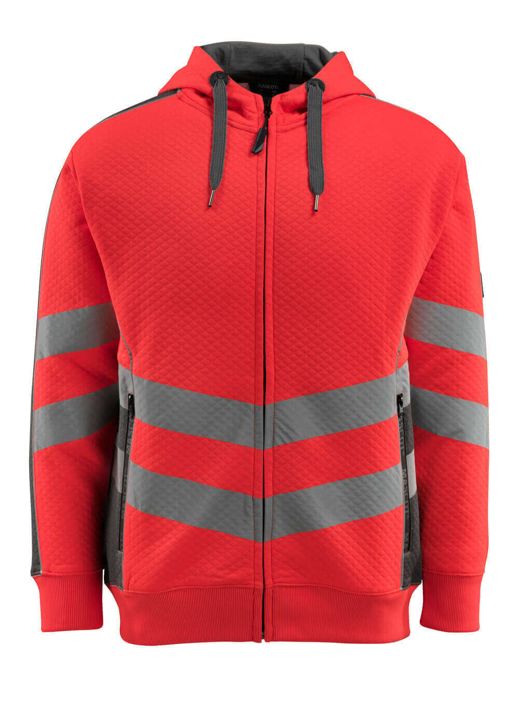Felpa con cappuccio con chiusura lampo SAFE SUPREME hi-vis rosso/antracite scuro