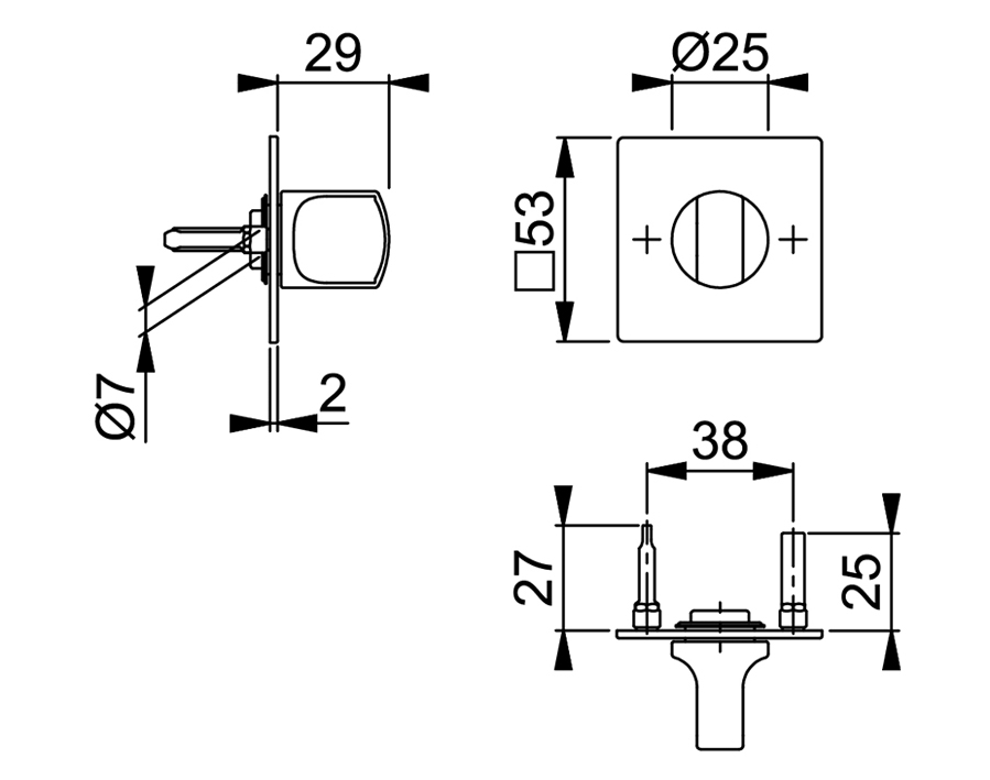 Coppia bocchette piatte Quadro RapidoPlus per porte WC E848NS