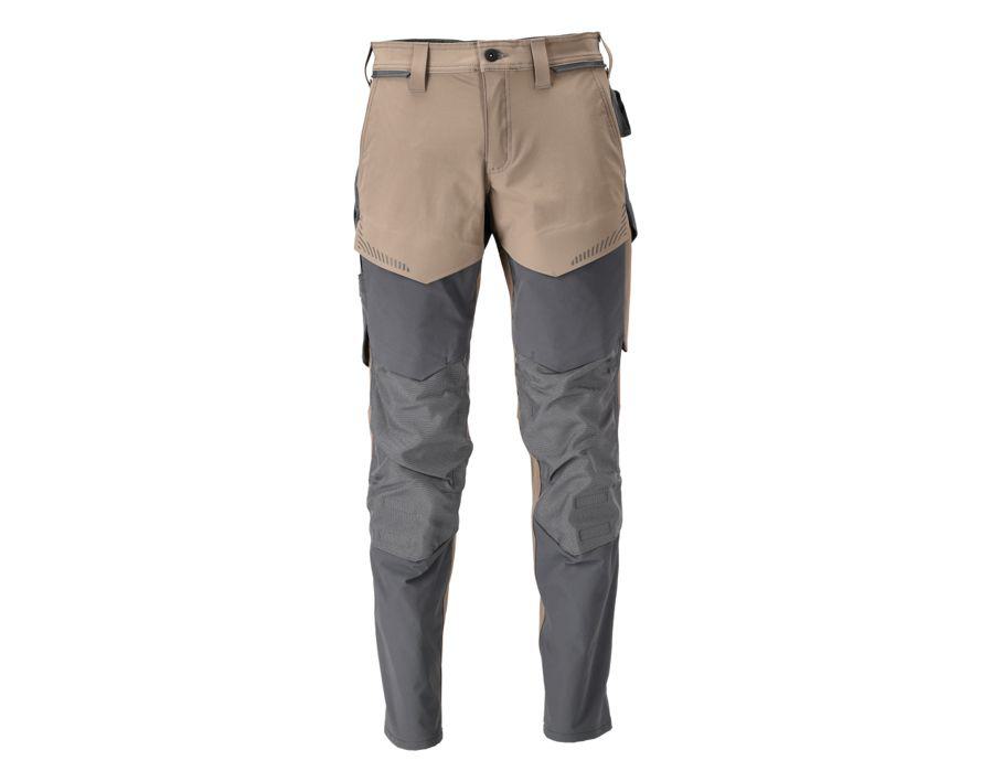 Pantaloni con tasche porta-ginocchiere CUSTOMIZED sabbia scuro/grigio pietra