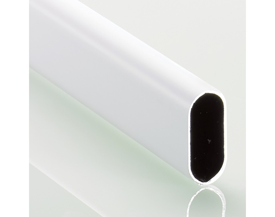 Tubo guardaroba ovale bianco verniciato con polveri epossidiche, 3000 mm