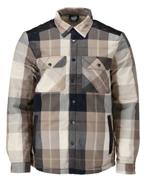 Camicia con fodera in pile CUSTOMIZED a quadri sabbia scuro