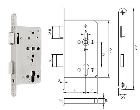 Serratura antipanico B 2326 per porte ad 1 anta  