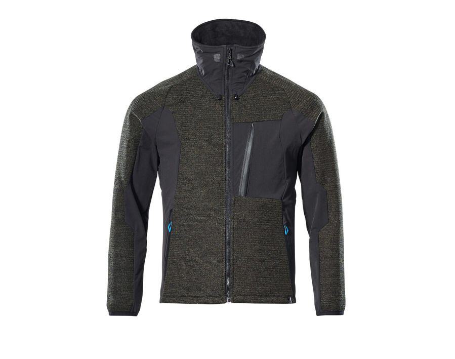 Giacca in maglia con chiusura lampo ADVANCED verde muschio/nero