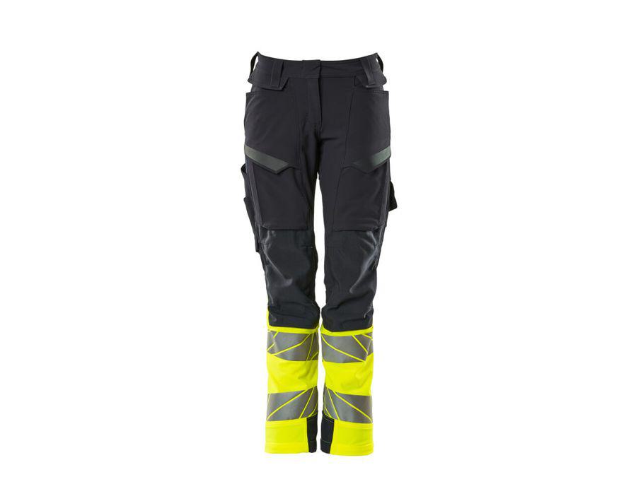 Pantaloni con tasche porta-ginocchiere ACCELERATE SAFE blu navy scuro/hi-vis giallo