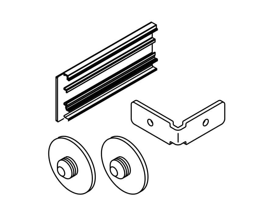 Blendenendstück-Set  Hawa Junior 100 B Acoustics, links, 95 mm, eloxiert