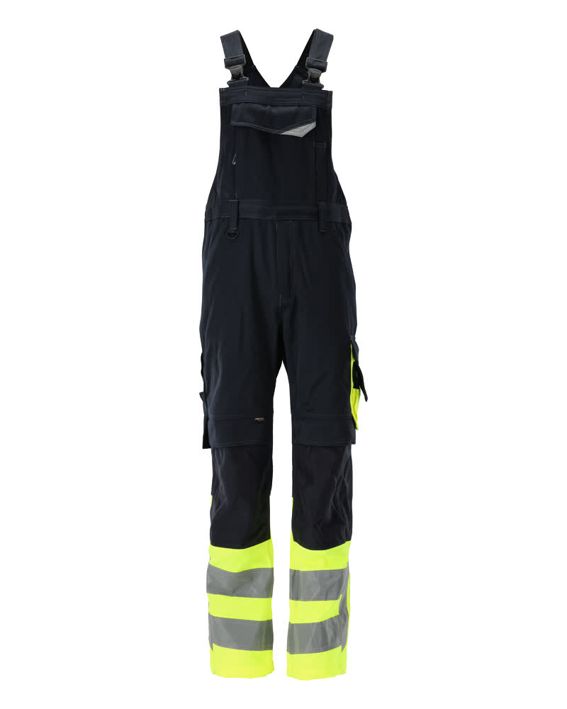 Salopette con tasche porta-ginocchiere SAFE SUPREME blu navy scuro/hi-vis giallo