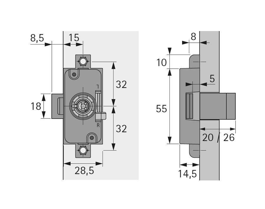Kit serratura ad asta rotante con cilindro Prestige 2000