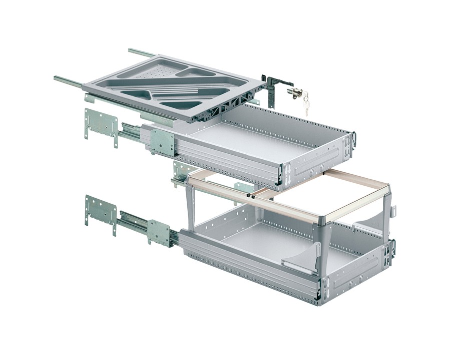 Kit cassettiera con guide a estrazione totale e maggiorata