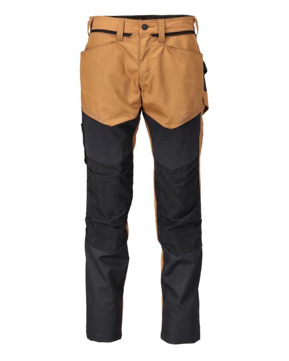 Pantaloni con tasche porta-ginocchiere CUSTOMIZED nocciola/nero