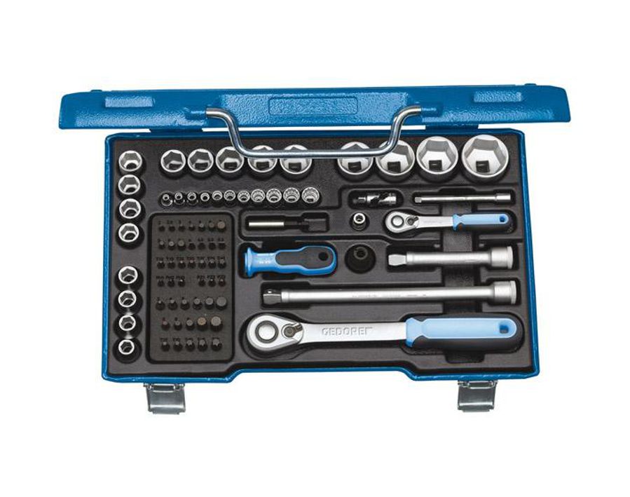 Kombinierte Steckschlüssel-Garnitur 1/4" und 1/2", 81-teilig