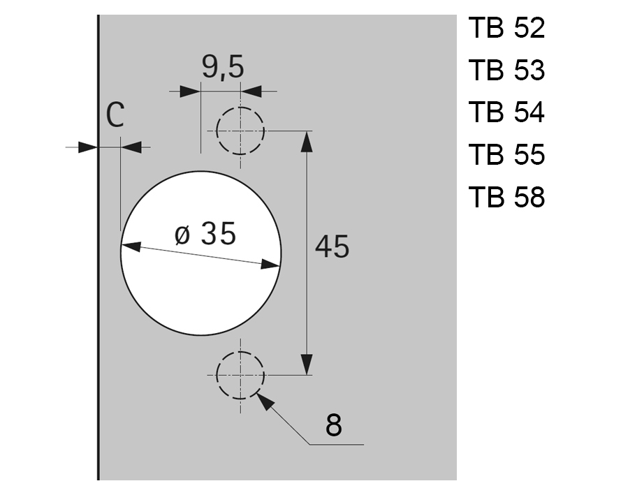 Cerniera a ingombro zero da 165° Sensys 8657i