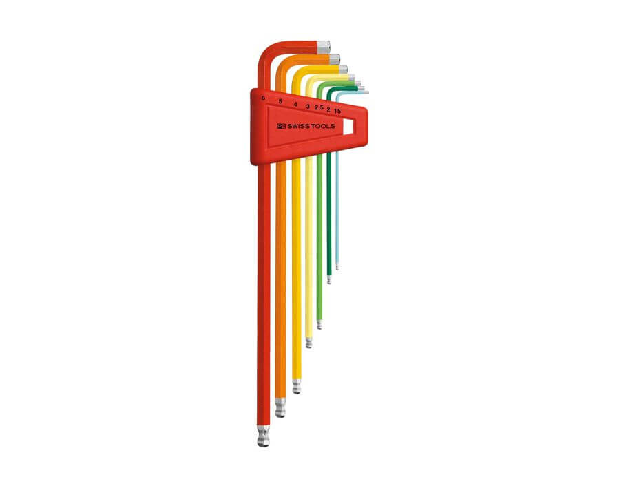 Winkelschraubendreher-Satz für Sechskant mit Kugelkopf, lang, Rainbow