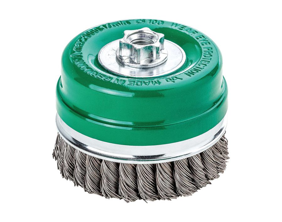 Topfbürste mit Stützring, rostfreier Stahldraht 1.4310, gezopft