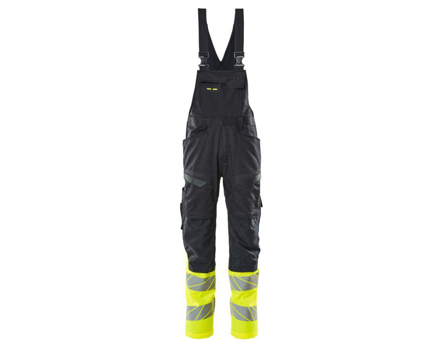 Salopette con tasche porta-ginocchiere ACCELERATE SAFE blu navy scuro/hi-vis giallo