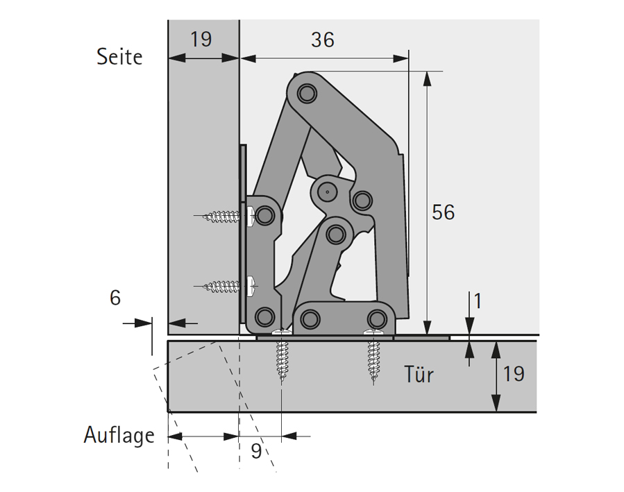 Cerniera con fissaggio a viti