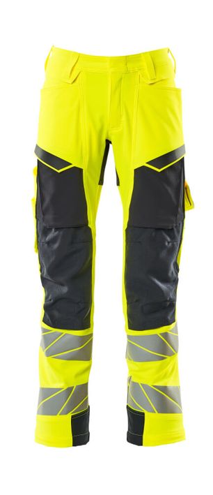 Pantaloni con tasche porta-ginocchiere ACCELERATE SAFE hi-vis giallo/blu navy scuro