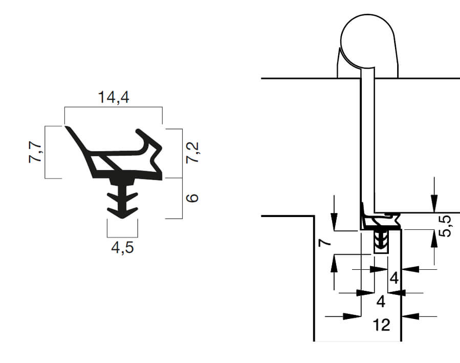 Guarnizione per porte A 1022 