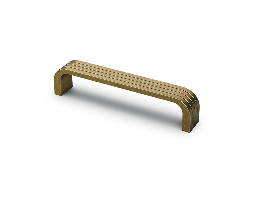 Maniglia Pomezia, Interasse fori 128 mm, L 136 mm, B 20 mm, H 30 mm, Effetto ottone antico
