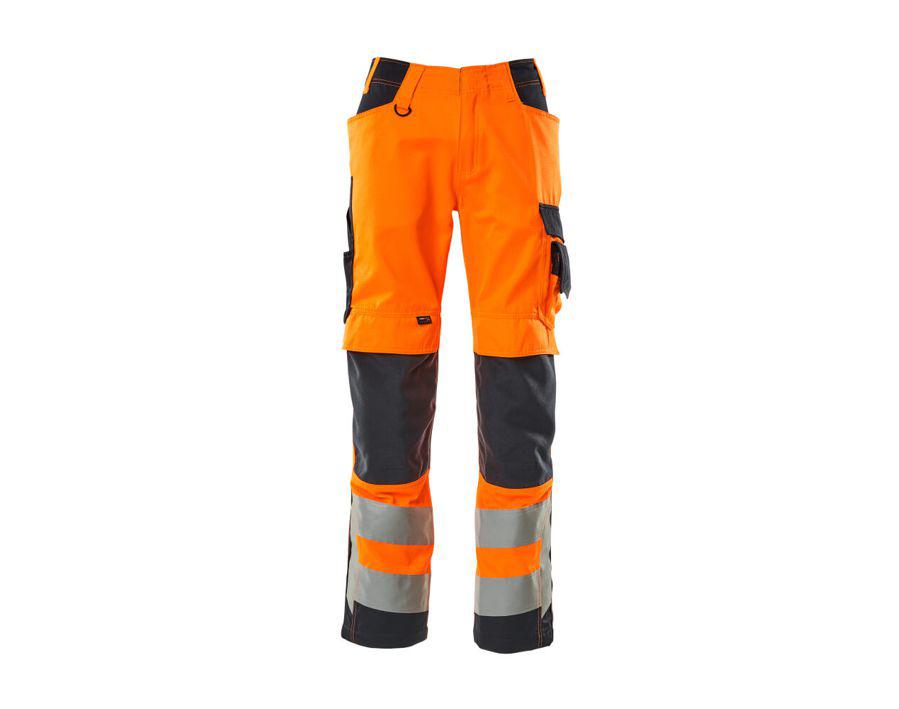 Pantaloni con tasche porta-ginocchiere SAFE SUPREME hi-vis arancio/blu navy scuro