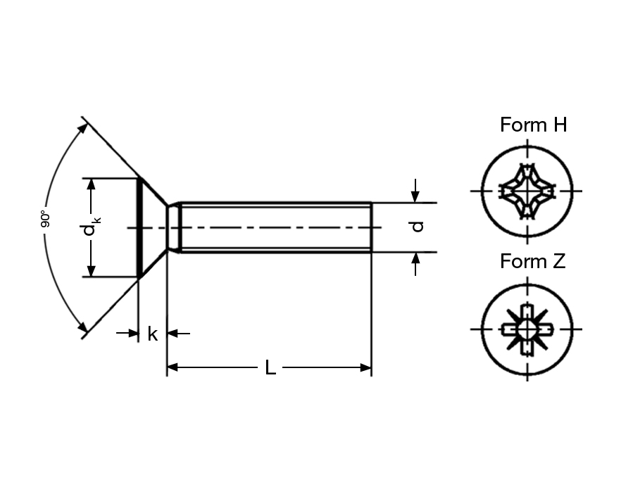 Viti a testa svasata piana DIN 965