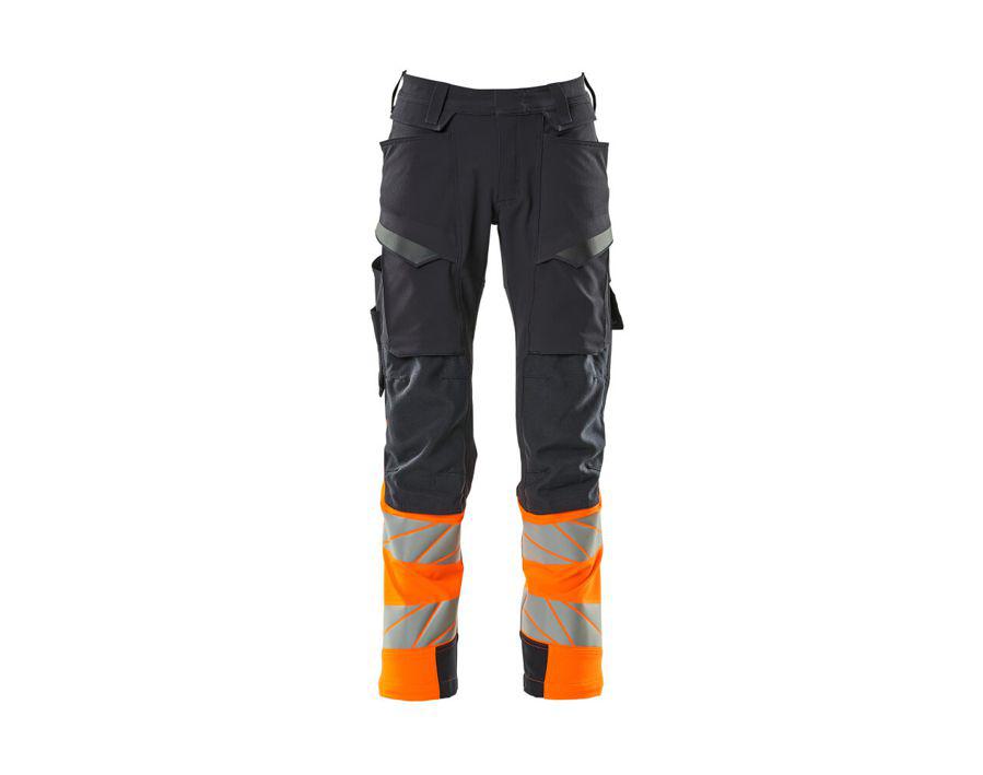 Pantaloni con tasche porta-ginocchiere ACCELERATE SAFE blu navy scuro/hi-vis arancio