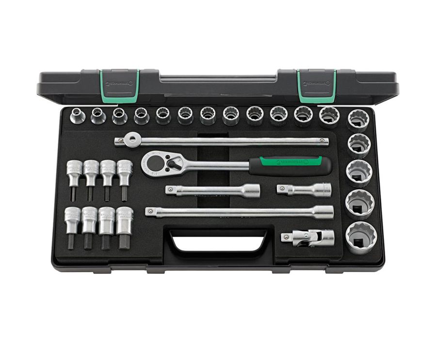 Zwölfkant-Steckschlüssel-Garnitur 1/2", 31-teilig