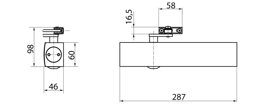 Chiudiporta aereo a cremagliera TS 4000 V
