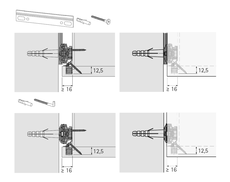 Attaccaglia per pensili SAH 216