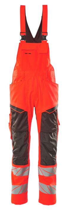 Salopette con tasche porta-ginocchiere ACCELERATE SAFE hi-vis rosso/antracite scuro