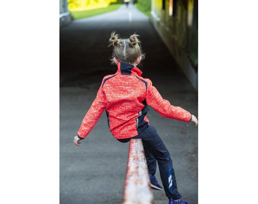 Giacca softshell da bambino ACCELERATE SAFE hi-vis rosso/blu navy scuro