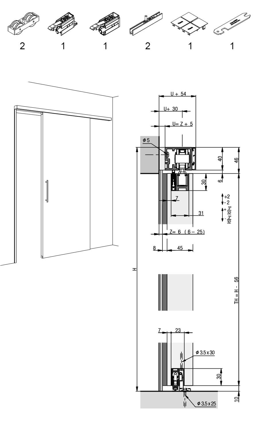 Hawa Junior B/B Pocket Acoustics guarnitura per 1 anta in legno