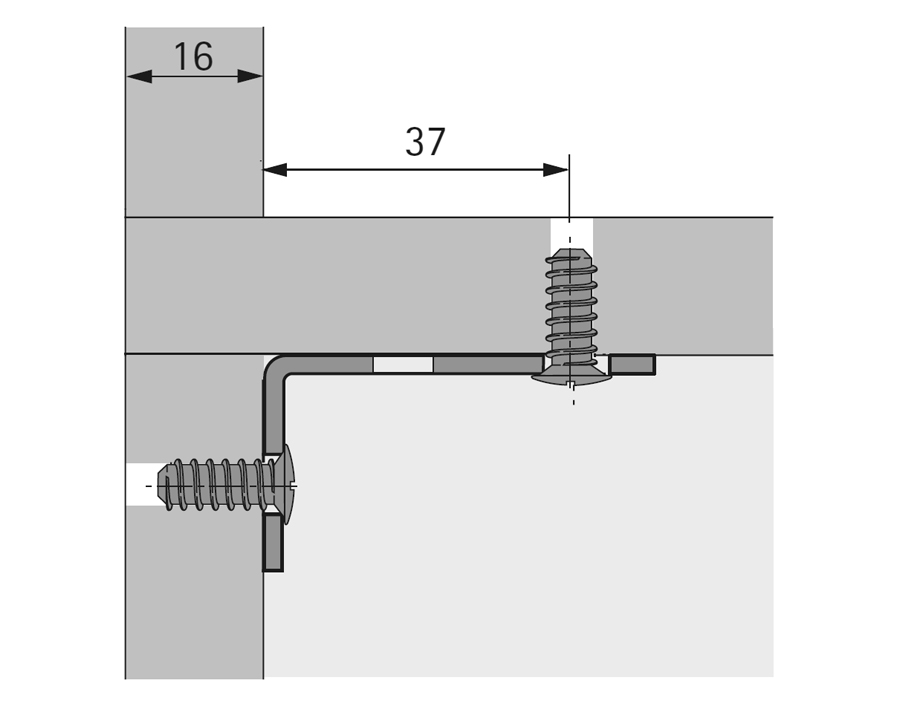 Squadra di giunzione per fori in serie 32 mm 