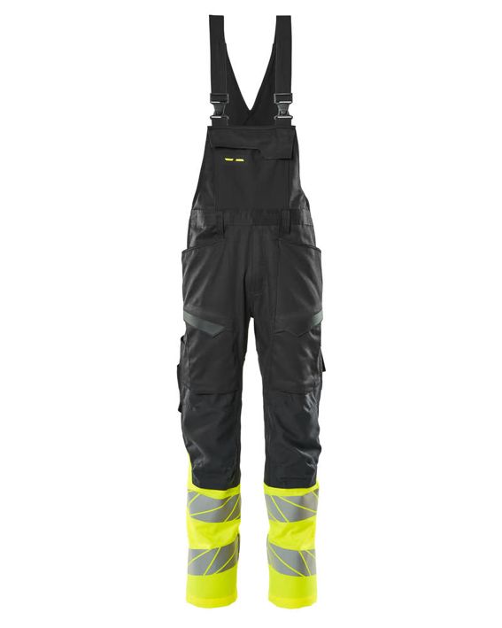 Salopette con tasche porta-ginocchiere ACCELERATE SAFE nero/hi-vis giallo