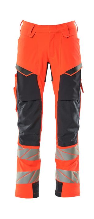 Pantaloni con tasche porta-ginocchiere ACCELERATE SAFE hi-vis rosso/blu navy scuro