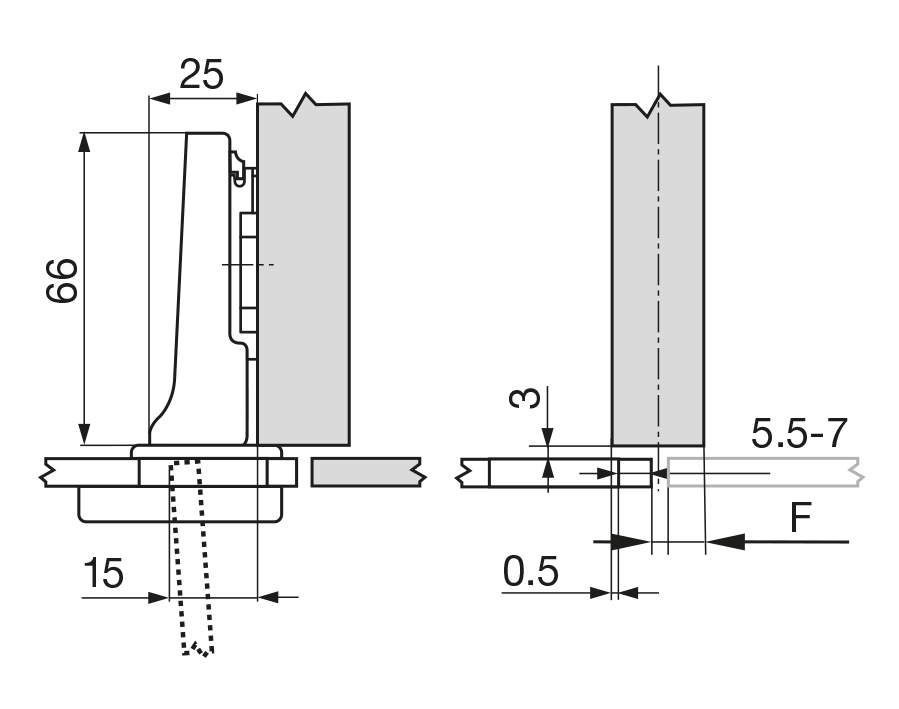 Cerniera per ante in cristallo CLIP top