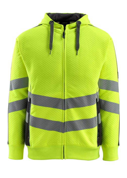 Felpa con cappuccio con chiusura lampo SAFE SUPREME hi-vis giallo/nero