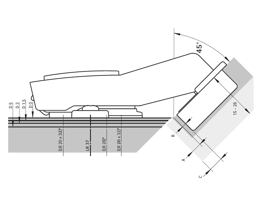 Cerniera a  scodellino per mobili ad angolo Sensys 8639i W45