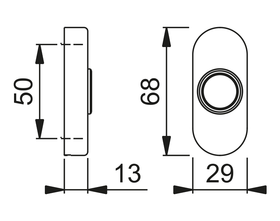 Coppia rosette in alluminio per porte a profilo 30P 
