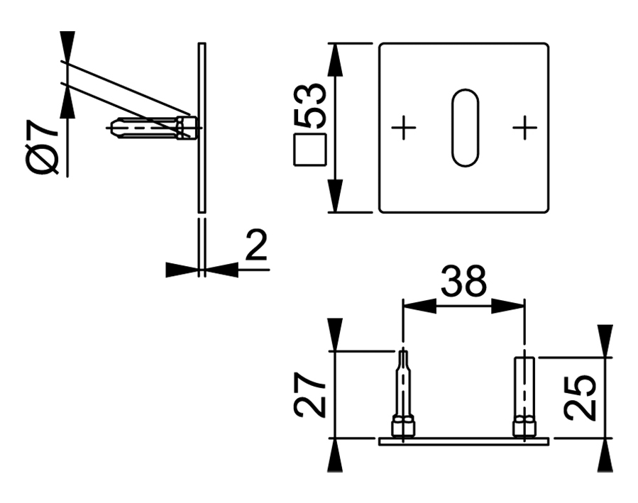Coppia bocchette piatte Quadro RapidoPlus per porte interne E848NS
