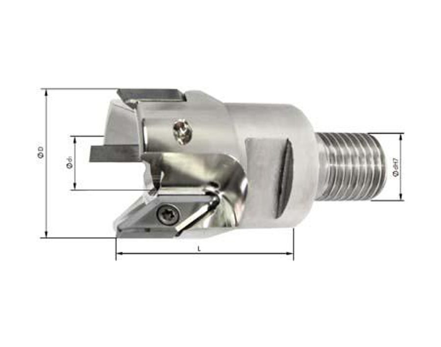 Einschraubfräser mit Innenkühlung, 90°, für die Aluminiumbearbeitung