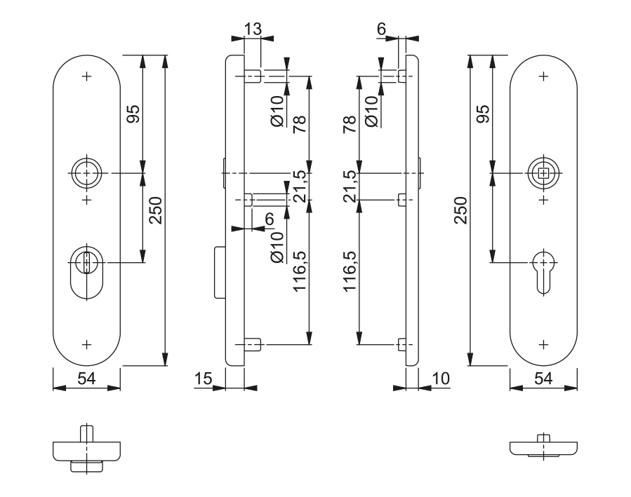 Coppia di placche in alluminio 3332ZA/3310 