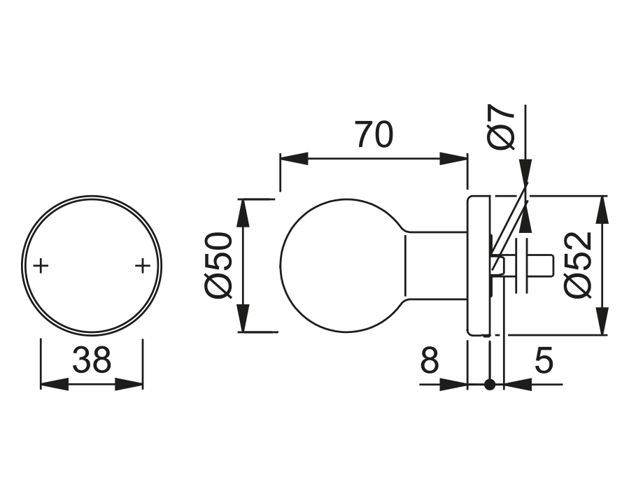 Pomolo fisso su rosetta E50/42 FDW M12