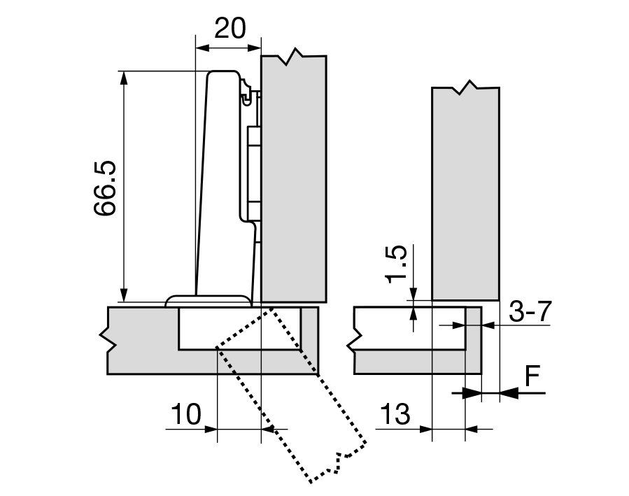 Cerniera speciale da 110° CLIP top
