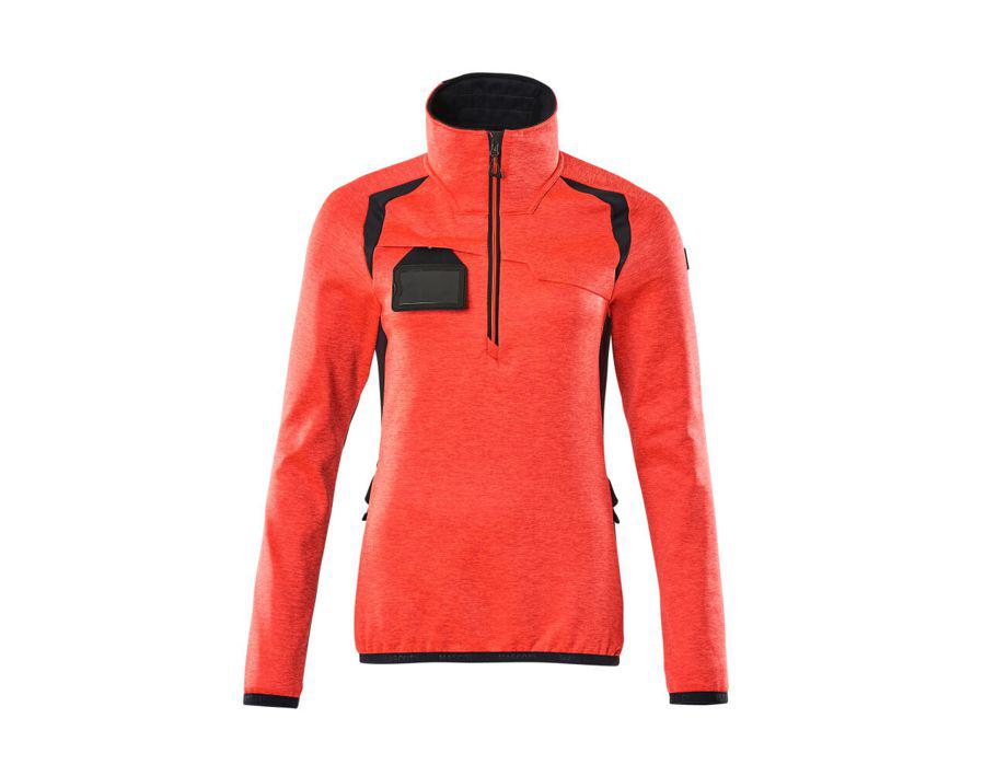 Maglione in pile con mezza cerniera ACCELERATE SAFE hi-vis rosso/blu navy scuro