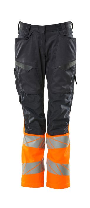 Pantaloni con tasche porta-ginocchiere ACCELERATE SAFE blu navy scuro/hi-vis arancio