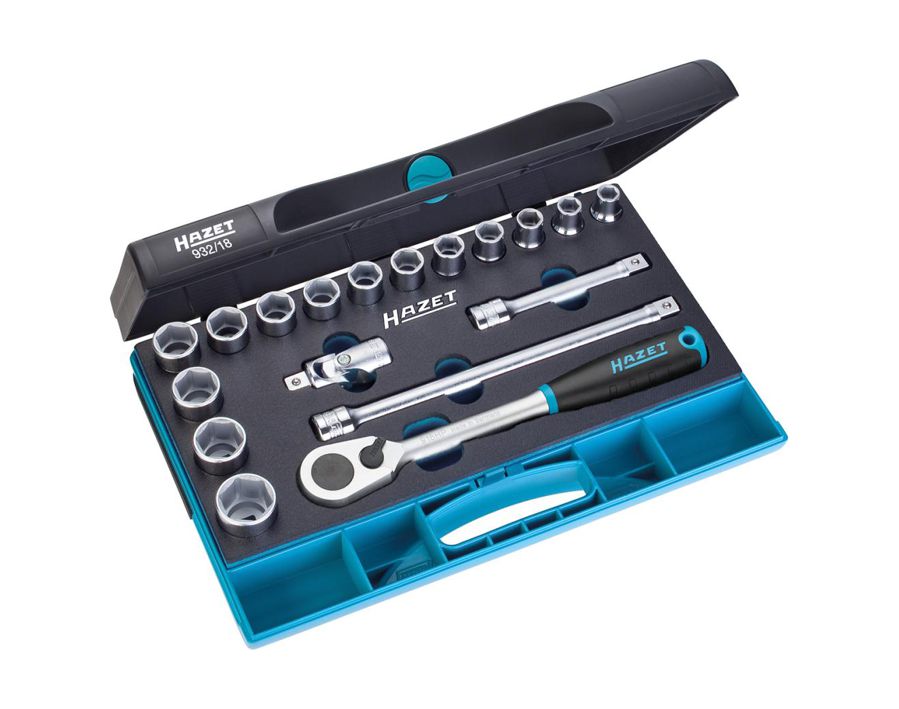 Sechskant-Steckschlüssel-Garnitur 1/2", 18-teilig