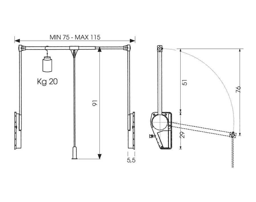 Barra mobile per armadi Super Lift
