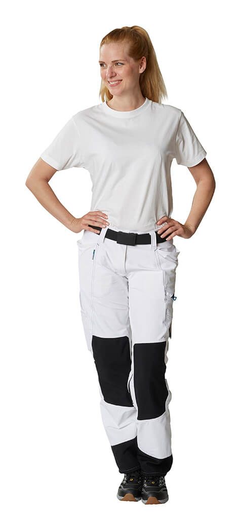 Pantaloni con tasche porta-ginocchiere ADVANCED bianco