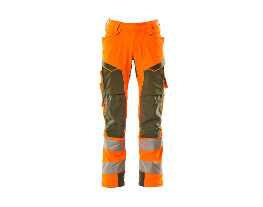 Pantaloni con tasche porta-ginocchiere ACCELERATE SAFE hi-vis arancio/verde muschio