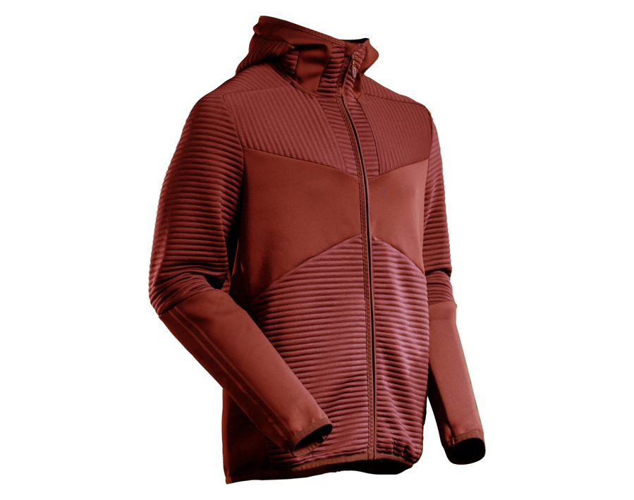 Felpa con cappuccio in pile e chiusura lampo CUSTOMIZED rosso autunno
